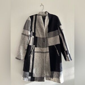 Stylish Black and Gray Laura Wool Winter Dress Formal Coat